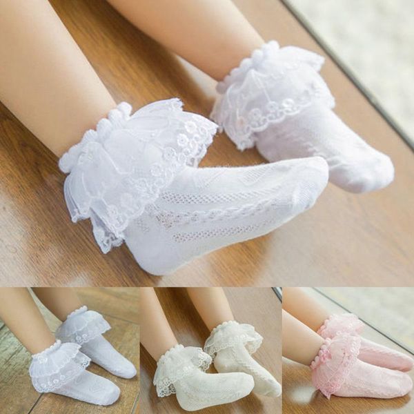 

socks baby girl fashion lace ruffled princess scoks 2-12y kids children summer casual solid color ankle breathable cotton, Pink;yellow