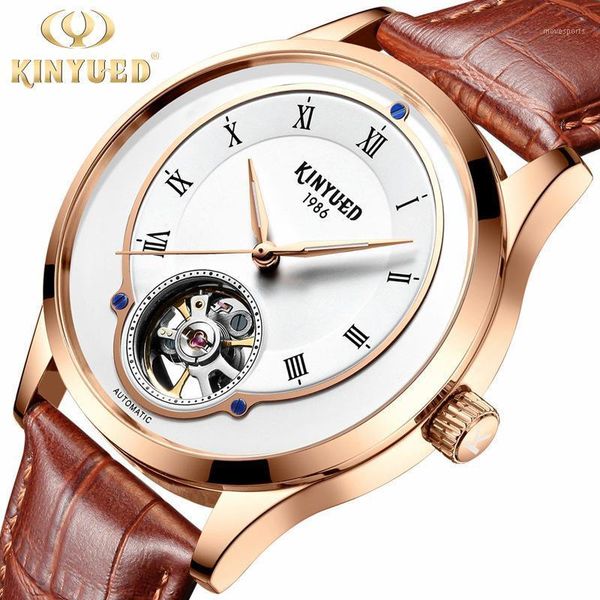 

brand men's fashion nocturnal luminous high-end leather watchband mechanical watch wristwatches, Slivery;brown