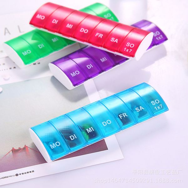 7 Tage Pillbox Wöchentlicher Halter Lagerung Organizer Container Hülle Spender Pills Boxen Splitter Reisen Fischöl Vitamin 4 Farben CG0184