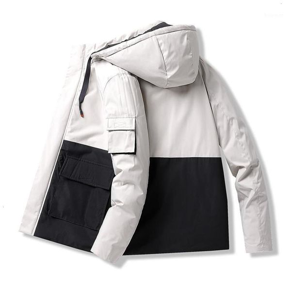 

& parkas (m-4xl) winter men's cotton padded clothes casual down jacket cap removed overcoat korean style fashion loose coat1 0i5j, Black