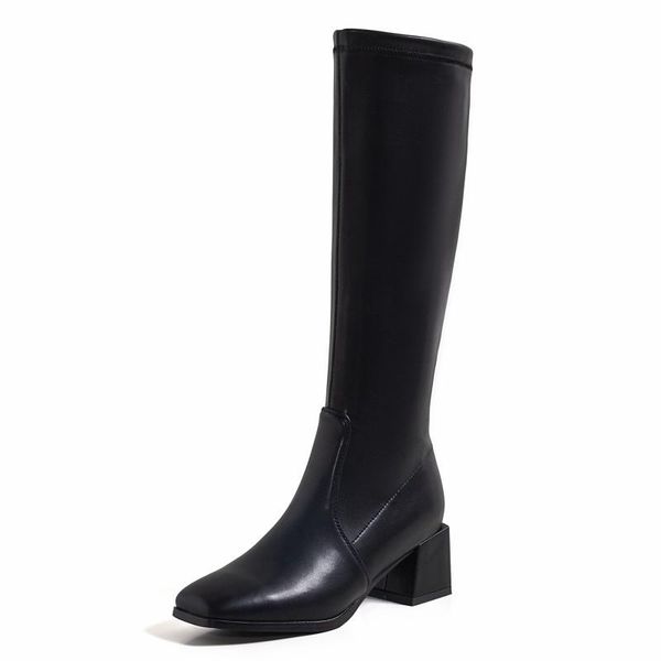 

boots fashion knee high women shoes 2021 autumn winter women's zipper black beige long ladies large size