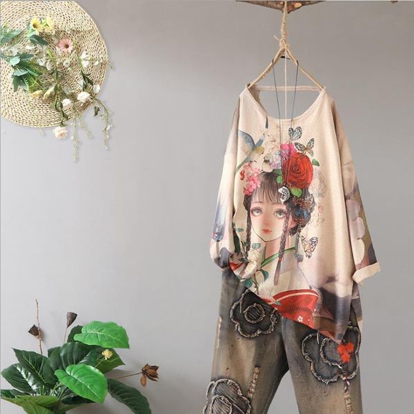 

women's sweaters summer autumn sweater women retro loose chinese traditional character print pattern pullovers casual streetwear, White;black