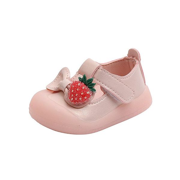 

athletic & outdoor girls baby princess shoes soft-soled toddler kids single children autumn cute strawberry bow-knot fashion flats, Black