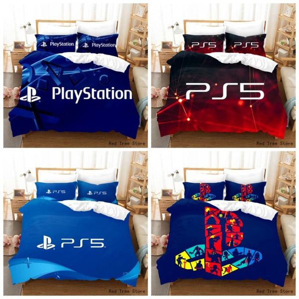 

red blue playstation game bedding set mode printing kids duvet cover spring summer soft bedspread twin full size bed line sets