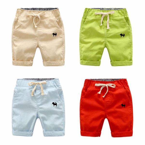 

shorts summer active for kids boys cotton elastic waist embroidery pants toddler knee length beach trousers clothing a0119, Black