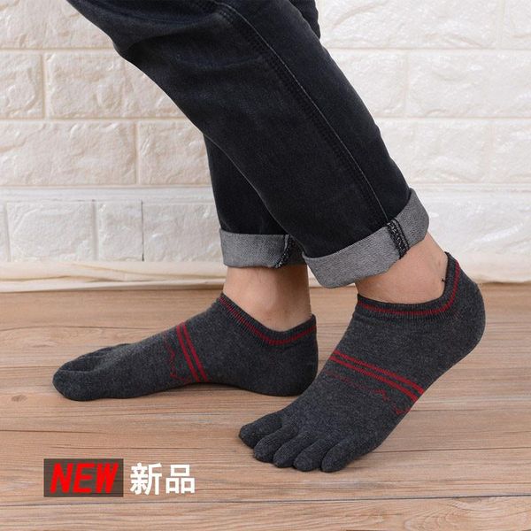 

men's socks spring and summer products casual cotton shallow mouth five-finger sweat-absorbent sports split toe short tube, Black