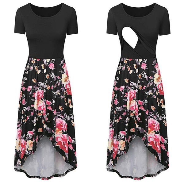

summer maternity dress 2021 pregnant woman clothes floral long maxi nursing dresses fashion breastfeeding pregnancy, White