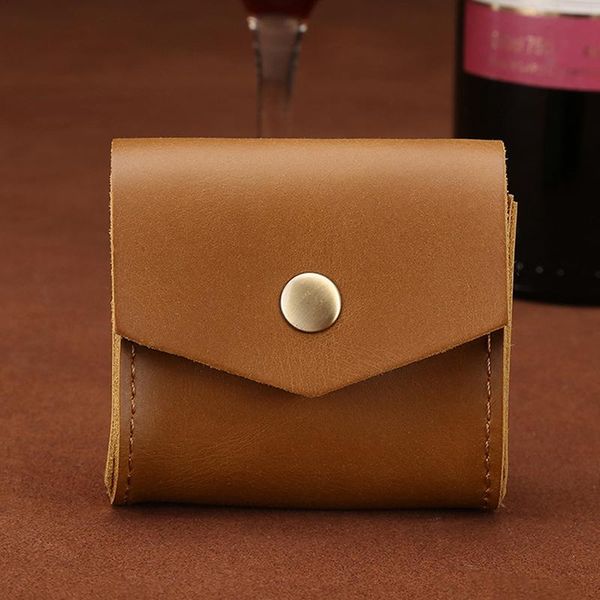 

coin purses small handmade vintage genuine leather purse pouch portable headset box earphone carring bag case headphone package, Red;black