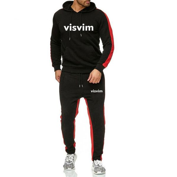 

men's tracksuits fashion streetwear tide brand visvim men hoodies+pants 2 pieces sets casual tracksuit male hooded sportswear sudadera, Gray