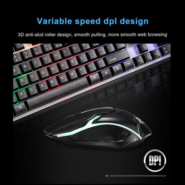

rainbow backlight usb ergonomic gaming keyboard and mouse set for lapkeyboards