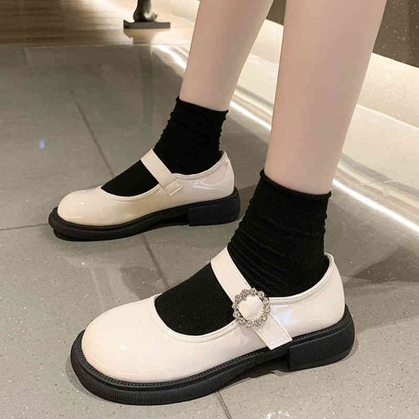 

dress shoes rimocy women's shoes with crystal buckles, square heel mary jane leather platform z3lj, Black