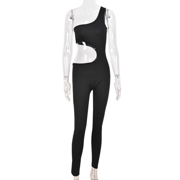 

sibybo black hollow out jumpsuit women summer sleeveless bodycon rompers jumpsuits female streetwear sport fitness overalls 2021, Black;white