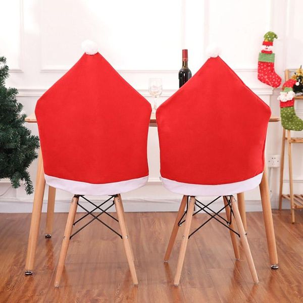 

chair covers christmas santa claus cover table red hat back decoration xmas party home year 2022 decor