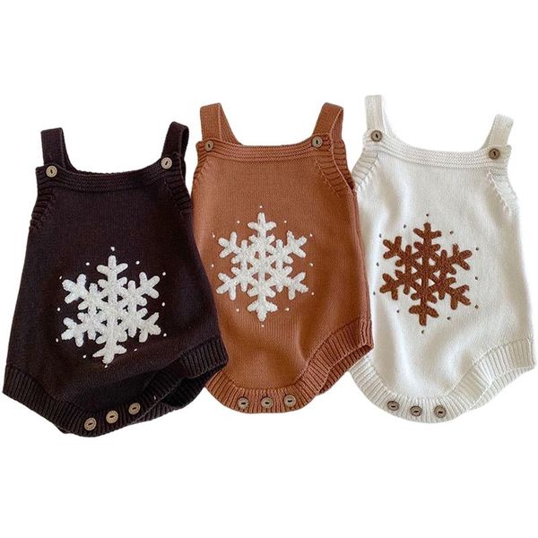 

jumpsuits 0-24months toddler children outfits baby girls bodysuits clothes snowflake print knitted born infantil onesie body, Blue