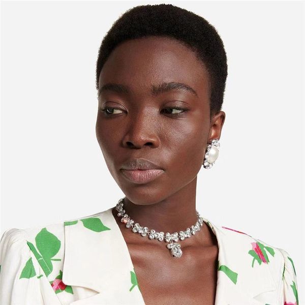 

chokers women's luxury necklace exquisite jewelry set wedding party accessories cubic zircon and, Golden;silver