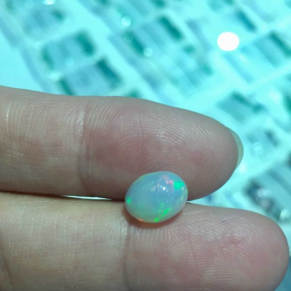 

7mm*9mm natural white opal loose gemstone for jewelry shop 100% real opal with red brilliance h1015, Black
