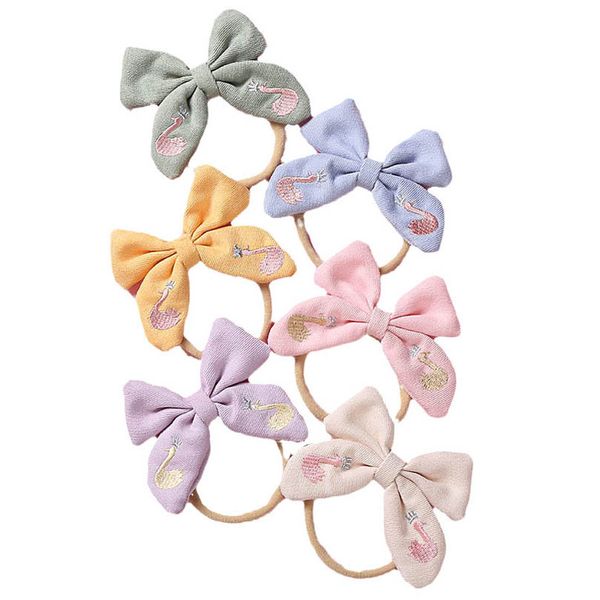 

girls hair accessories baby headbands kids embroidered accessorized nylon bow headdress infant head bands b8218, Slivery;white