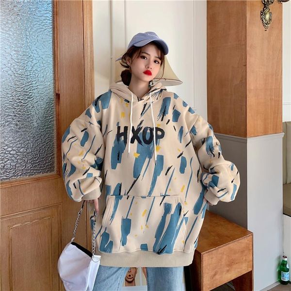 

women's hoodies & sweatshirts 2021 fashion autumn women hoodie letter print sweatshirt long-sleeved black oversized l1300