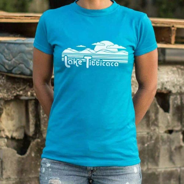 

lake titticaca t-shirt | women's short sleeve top, White;black