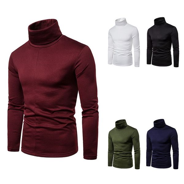 

men's plus size turtleneck long sleeve t-shirt, White;black