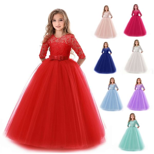 Meninas casamento crianças vestidos para vestido de festa menina lace princesa verão adolescente crianças princesa vestido de dama de honra 8 10 12 14 anos 886 v2