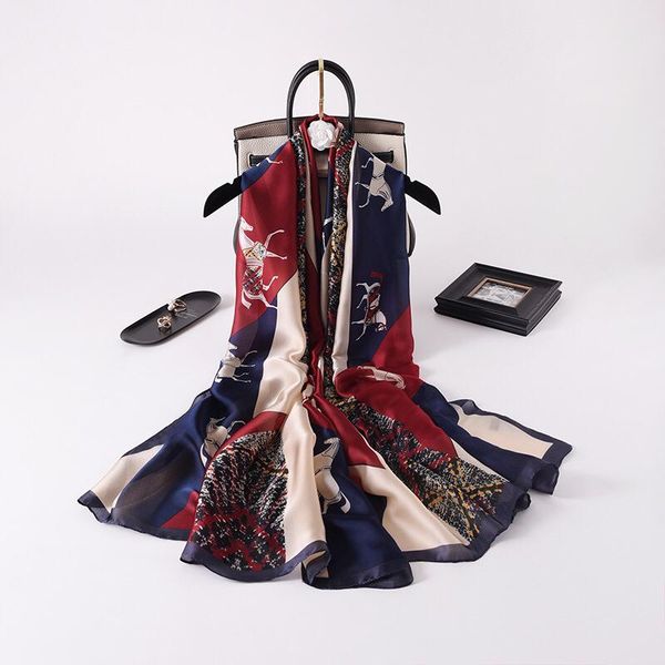 

scarves 2021 women silk winter scarf luxury design print lady beach shawl fashion smooth foulard female hijab, Blue;gray