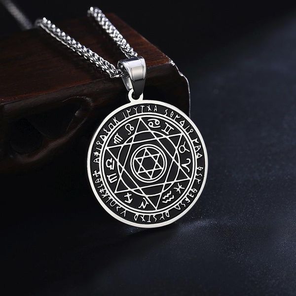 

pendant necklaces mens stainless steel star of david talisman pentacle solomon necklace jewish jewelry gifts, Silver