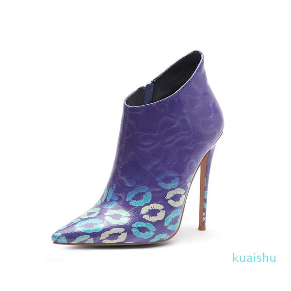

boots women winter ankle stiletto high heel nice pointed toe gorgeous orange purple green shoes us size 3-13, Black
