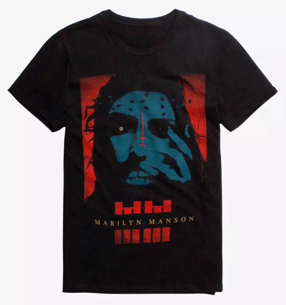 

marilyn manson teal face t-shirt new authentic & licensed, White;black