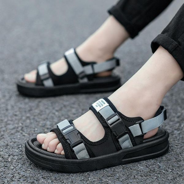 

sandals men shoes 2021 gladiator men's roman summer flip flops gray black flat