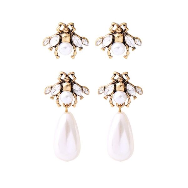 

dangle & chandelier acrylic pearl crystal insect fashion earrings 2021 for women dangling statement bridals jewelry, Silver