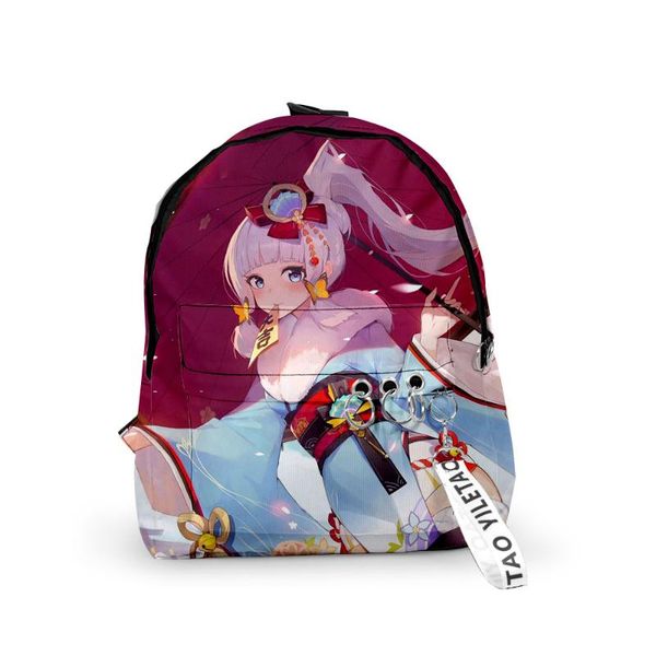 

backpack kawaii genshin impact kamisato ayaka 3d men women oxford hanging buckle style girls child school bag travel
