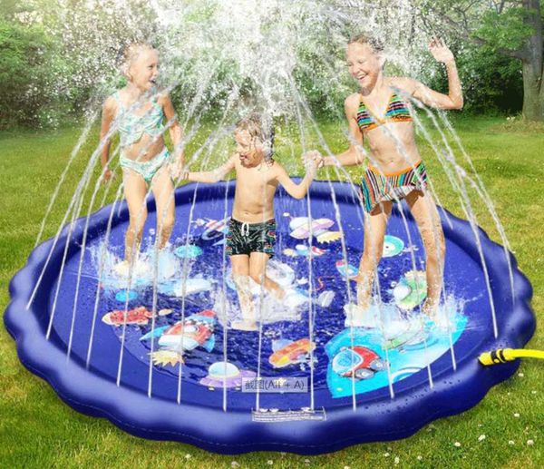 

outdoor sprinkler mat pvc inflatable splash lawn game portable lightweight pads