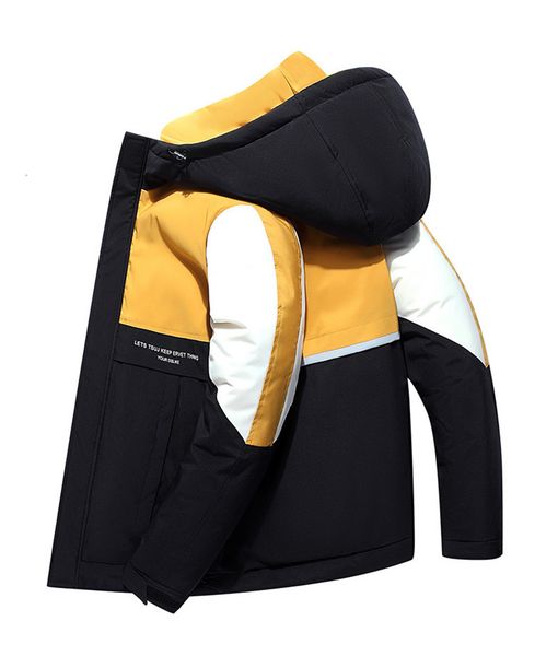 

men's warm down jacket thick coat overcoat winter parka white duck, Black