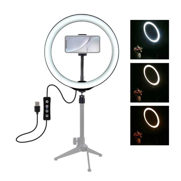 

26cm/30cm led selfie phone ring light for makeup youtube video tik tok+ring stand ball head+ clip holder bracket lighting & studio accessori