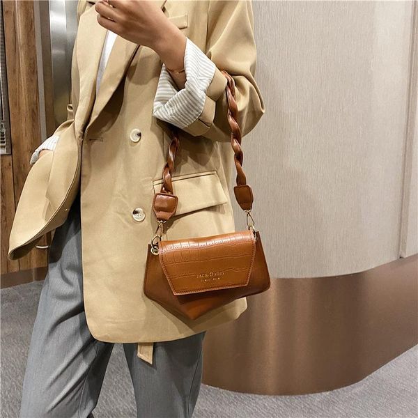 

evening bags fashion alligator pattern handbag totes women pu leather shoulder irregular shaped woven strap underarm purse