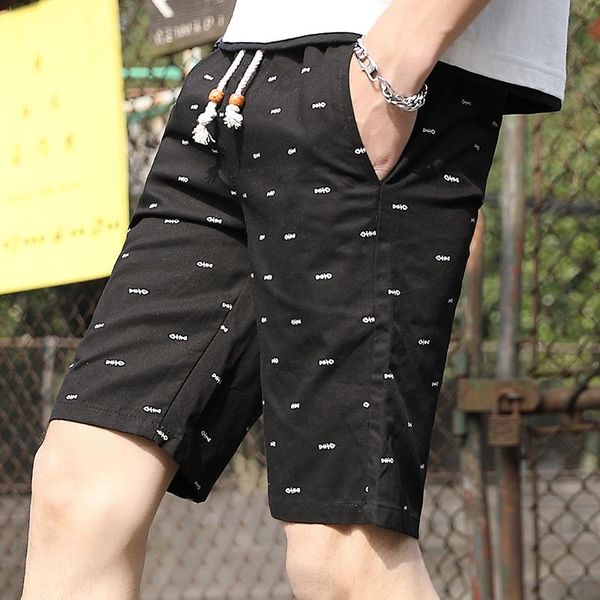 

men's shorts noneair casual fashion pants trend loose sports summer beach men cotton print short, White;black
