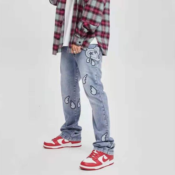 

men's jeans casual jeans embroidered harajuku-style, loose for men, street style wm0p, Blue