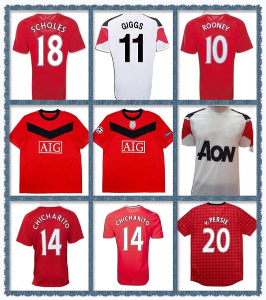 

retro 2009 2010 2011 2012 2013 vintage soccer jerseys man 09 10 11 12 13 utd chicharito man berbatov nani pogba anderson ronaldo rooney gigg, Black;yellow