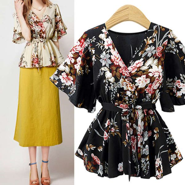 

women's casual dresses large summer v-neck short sleeve waisted slim beach printed t-shirt, Black;gray