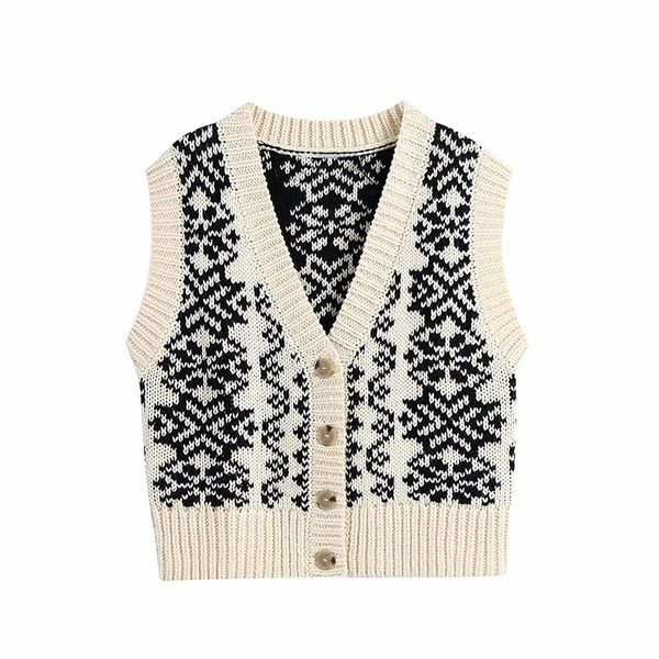 

v-neck single-breasted knitted vest women's sweater autumn and winter loose wild vest sleeveless cardigan 210520, White;black