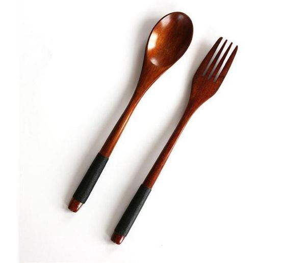

dinnerware sets wooden spoon fork set portable cutlery wood salad japanese style utensils tableware sn2246