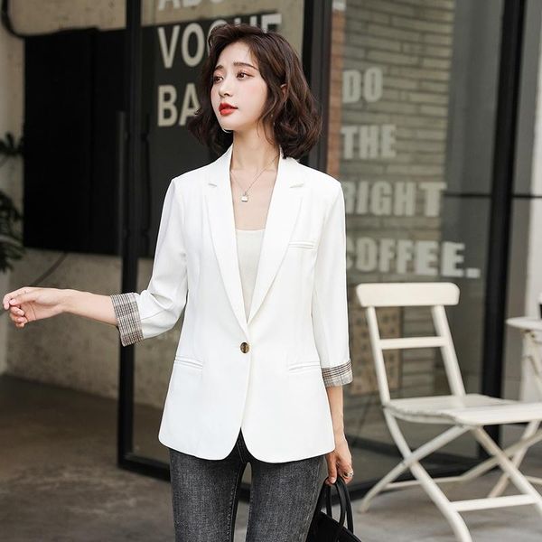 

women's suits & blazers fall 2021 retro fashion one button professional small suit trendy collar short for women, White;black