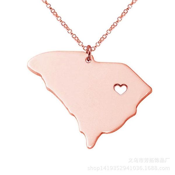 

in europe and the united states, state map necklace not embroidered steel of south carolina pendant necklaces, Silver