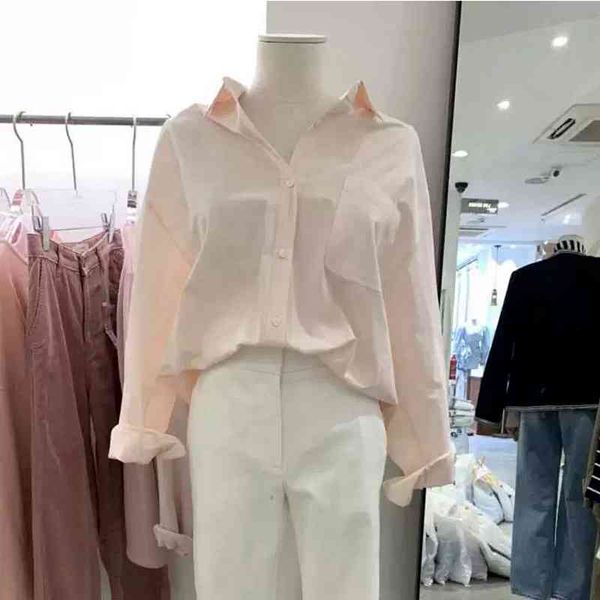 

simple solid all match blouse woman buttoned shirts spring long sleeve ladies korean fashion blusas mujer 210514, White