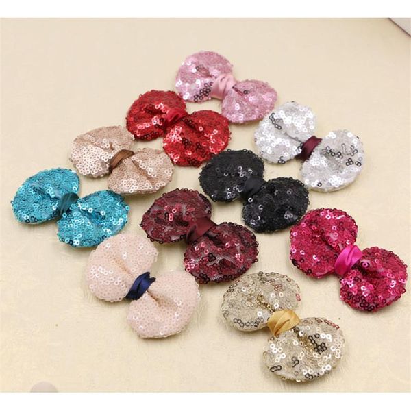 

hair clips & barrettes trendy sequin glitter ribbon knot bows handmade fabric craft bling jewelry patch sticker button for girl clip, Golden;silver