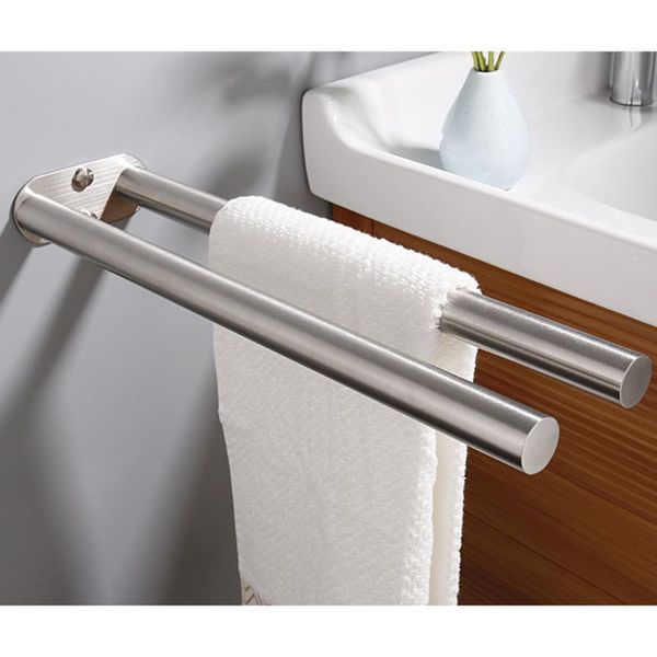 

towel racks anti-rust stainless steel holder storage rack double pole home toilet wall hanging organizer stand for household bathroom