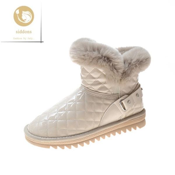 

boots snow women european and american thick-soled cotton shoes 2021 winter style with thick belt buckle, Black