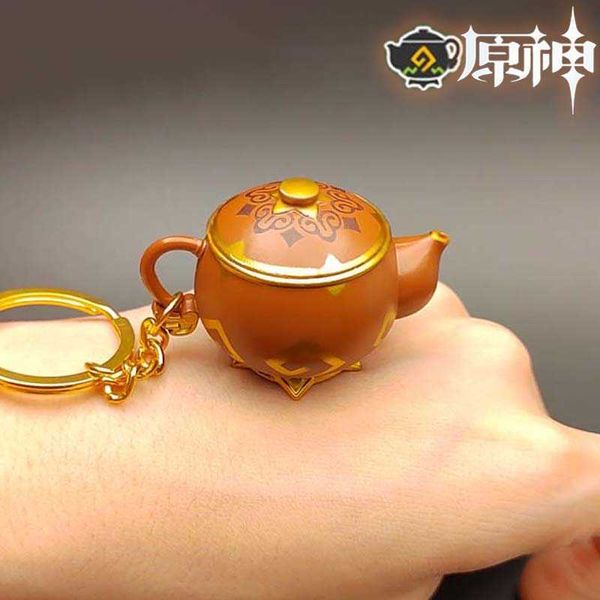 Oyun Genshin Etkisi 3D Katı Metal Mini Ev Bulid Toz Şarkı Pot Anahtarlık Plushie Oyuncak Lnazuma Ganyu Keqing Wendi Xiao Anahtarlık G1019