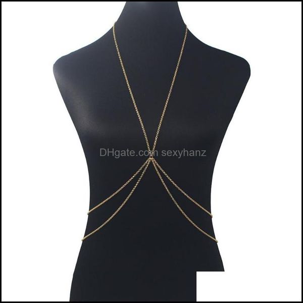 

other body jewelry est fashion gold/sier color bikini crossover waist belly harness chain necklace women drop delivery 2021 4bsda, Slivery;golden